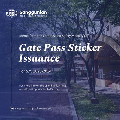 Gate pass sticker issuance for SY 2024.